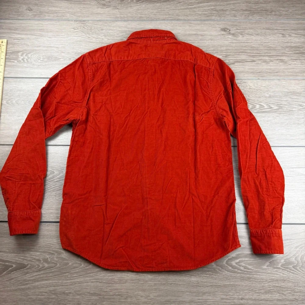 Banana Republic Mens Slim Fit Corduroy Button Down Shirt Orange M